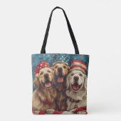 Happy Fourth of July Golden Retriever Honden Tote Bag (Achterkant)