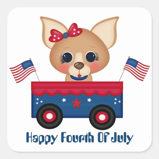 Happy Fourth of July hond voeg bericht toe sticker (Voorkant)