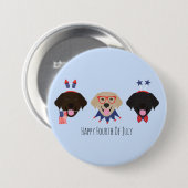 Happy Fourth of July Labrador Retriever Honden Ronde Button 7,6 Cm (Voorkant /achterkant)