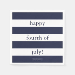 Happy Fourth of July met naam en blauwe strepen Servet