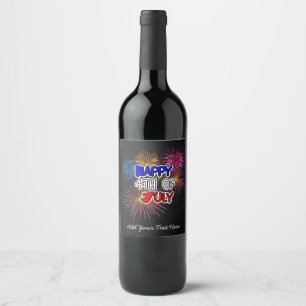 Happy Fourth of July Personaliseer Wijn of Sparkli Etiket