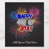 Happy Fourth of July Personaliseer Wijn of Sparkli Wijn Etiket (Enkel label)