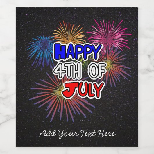 Happy Fourth of July Personaliseer Wijn of Sparkli Wijn Etiket (Enkel label)