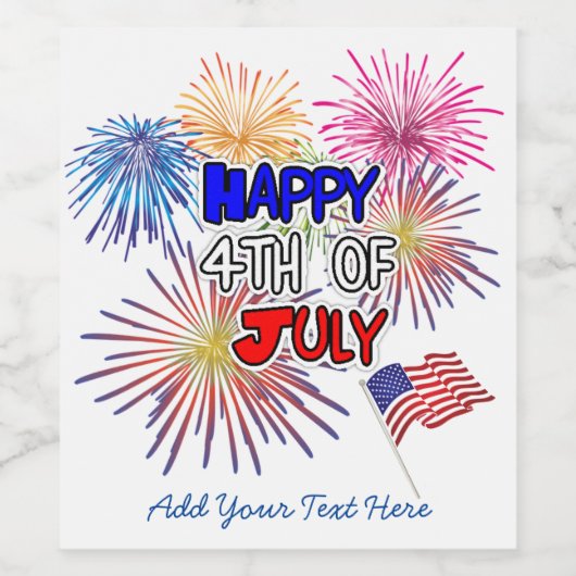 Happy Fourth of July Personaliseer Wijn of Sparkli Wijn Etiket (Enkel label)