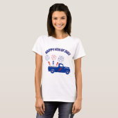 Happy Fourth of July truck met voetzoekers T-shirt (Voorkant volledig)