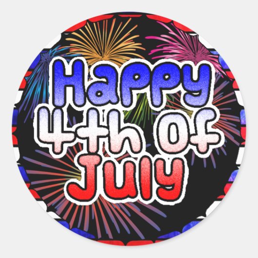 Happy Fourth of July Vuurwerk Stickers (Voorkant)