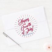Happy Fourth of June Red White blue stars custom Ronde Sticker (Envelop)