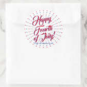Happy Fourth of June Red White blue stars custom Ronde Sticker (Tas)
