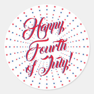 Happy Fourth of June Red White blue stars vuurwork Ronde Sticker