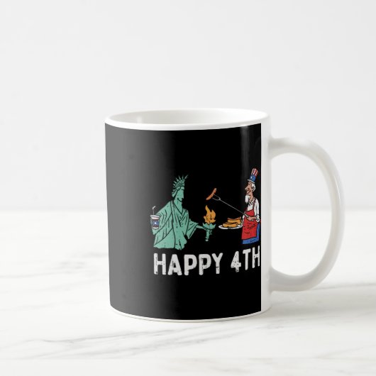 Happy Fourth Statue of Liberty oom Sam Funny 4th Koffiemok (Rechts)