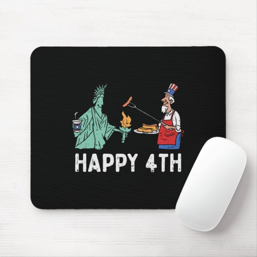 Happy Fourth Statue of Liberty oom Sam Funny 4th Muismat (Met muis)