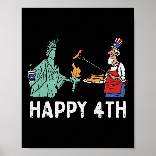 Happy Fourth Statue of Liberty oom Sam Funny 4th Poster (Voorkant)