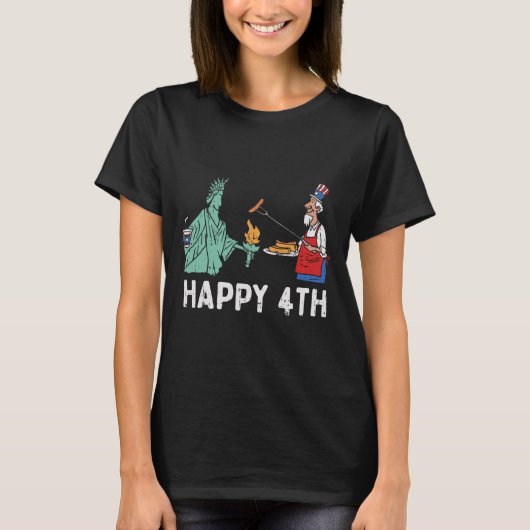Happy Fourth Statue of Liberty oom Sam Funny 4th T-shirt (Voorkant)