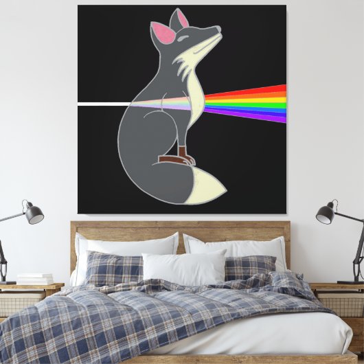 Happy Fox - Donkere kant van de vos Canvas Afdruk (Insitu (Slaapkamer))