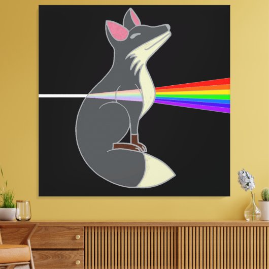 Happy Fox - Donkere kant van de vos Canvas Afdruk (Insitu (Woonkamer))