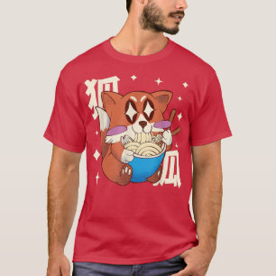 Happy Fox Eating Ramen Japan Style Kawaii Anime vo T-shirt