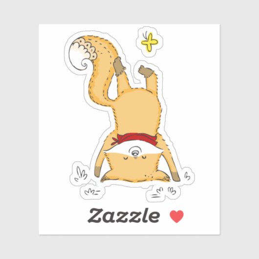 Happy Fox en Vlinder Vriend Illustratie Sticker (Vel)