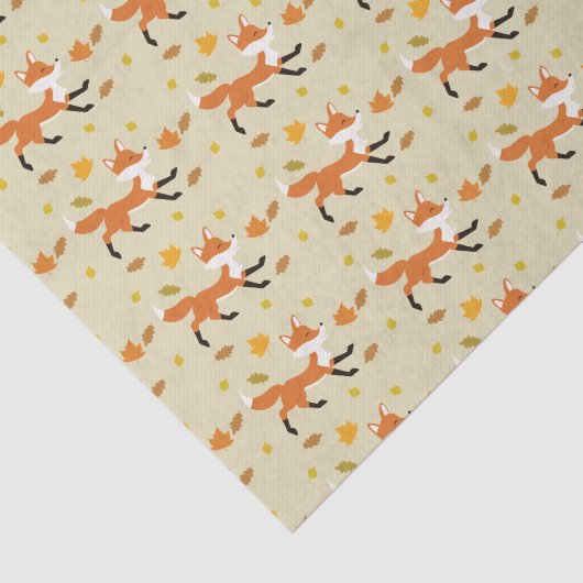 Happy Fox met herfst lekt patroon Tissuepapier (Detail)