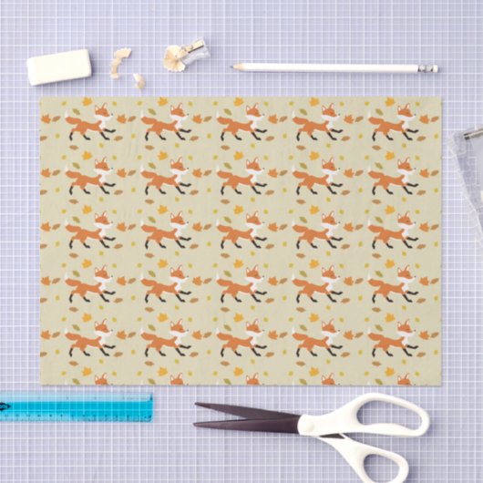 Happy Fox met herfst lekt patroon Tissuepapier (Craft)