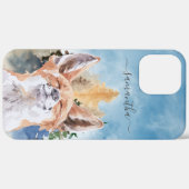 Happy Fox met naam Waterverf Woodland Case-Mate iPhone Case (Achterkant (horizontaal))