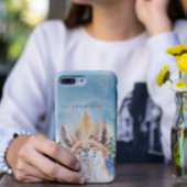 Happy Fox met naam Waterverf Woodland Case-Mate iPhone Case
