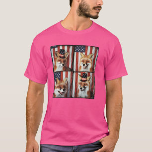 Happy Fox Patriotic Animal American Flag Fox 4th O T-shirt