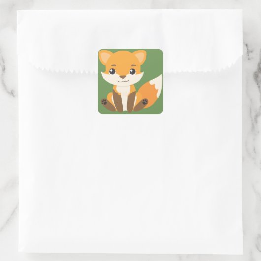 Happy Fox Vierkante Sticker (Tas)