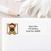 Happy Franse Bulldog Kerstretouradres Etiket (Insitu)