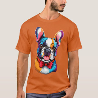 Happy French Bulldog met een boog stropdas T-shirt