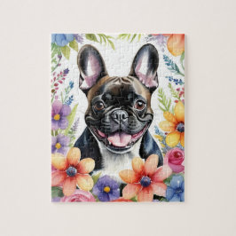 Happy French Bulldog Portrait Colorful Family Pet Legpuzzel