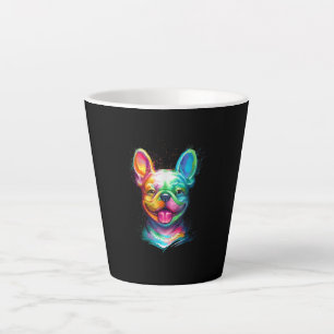Happy French Bulldog Smiling Face Latte Mok