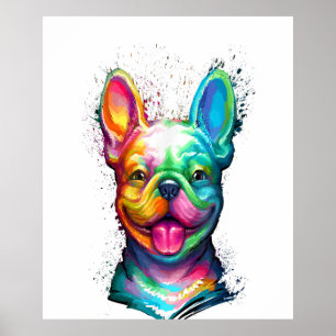 Happy French Bulldog Smiling Face Poster