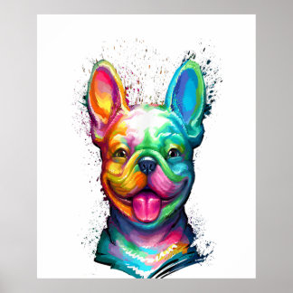 Happy French Bulldog Smiling Face Poster