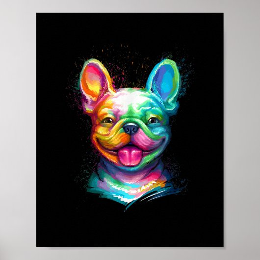 Happy French Bulldog Smiling Face Poster (Voorkant)