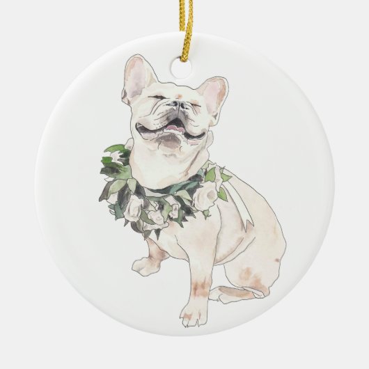 Happy Frenchie Keramisch Ornament (Voorkant)