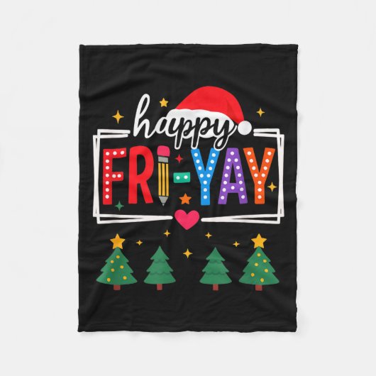 Happy Fri-yay Christmas Teacher Festive Holiday Sc Fleece Deken (Voorkant)