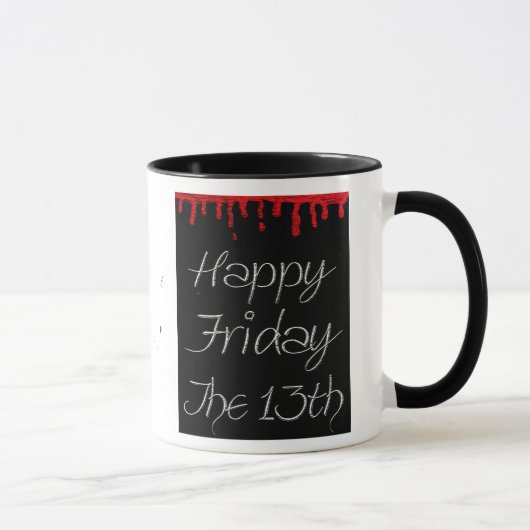 Happy Friday de 13e Blood Spatter Coffee Cup Mok (Rechts)