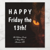 Happy Friday de 13e of jouw tekst Scary Black Cat Wijn Etiket (Enkel label)