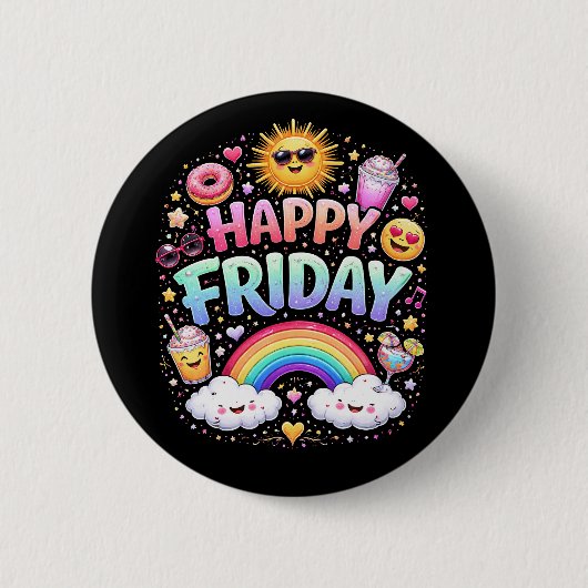 Happy Friday Ronde Button 5,7 Cm (Voorkant)