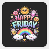 Happy Friday Vierkante Sticker (Voorkant)