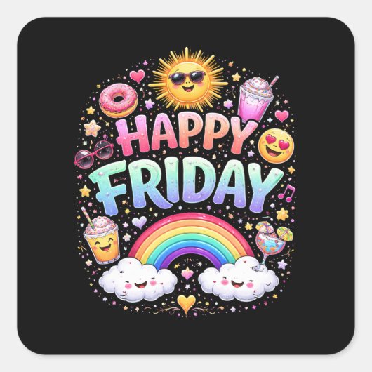 Happy Friday Vierkante Sticker (Voorkant)