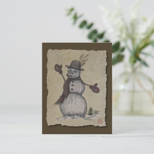 Happy Friendly Snowman Briefkaart (Staand voorkant)