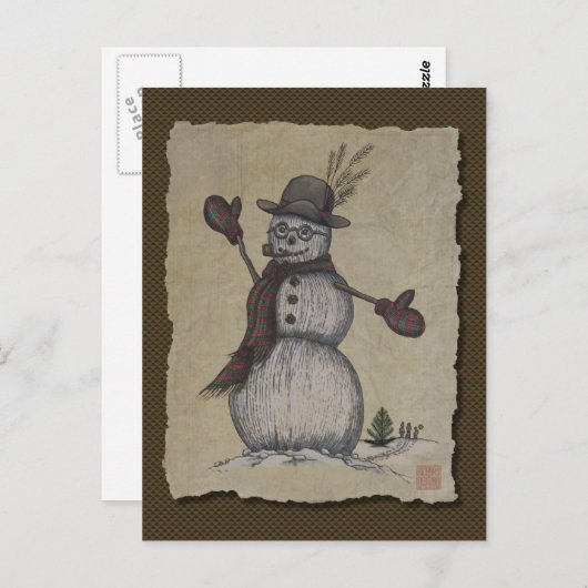 Happy Friendly Snowman Briefkaart (Voorkant / Achterkant)