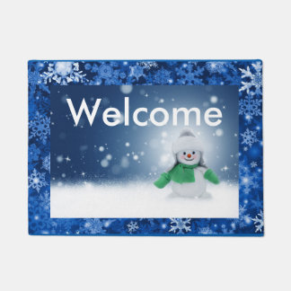 Happy Friendly Snowman Doormat Deurmat