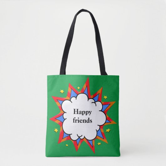 Happy friends comic tote bag (Voorkant)