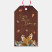 Happy Friends Giving Foxes in Herfst Foliage - Cadeaulabel (Voorkant)