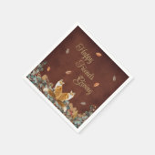 Happy Friends Giving Foxes in Herfst Foliage Servet (Hoek)