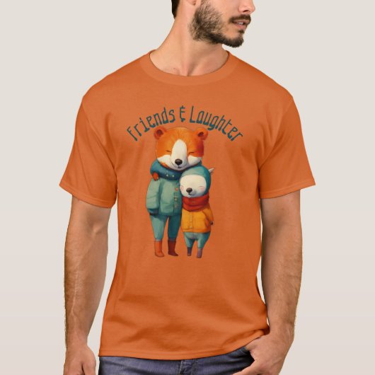 Happy Friends Knuffelen - Vrienden & Lachen T-shirt (Voorkant)
