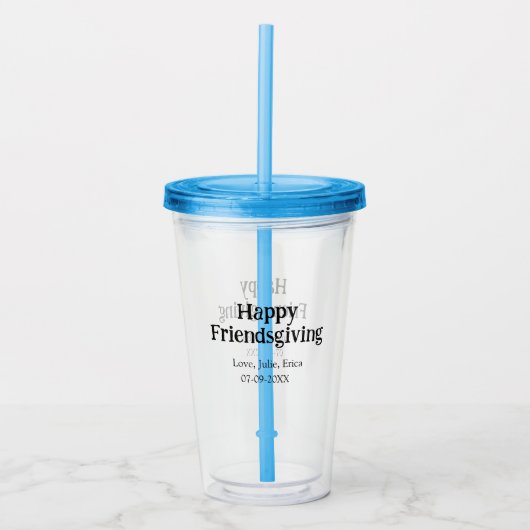 Happy friendsgiving add name with love date simple acryl drinkbeker (Voorkant)