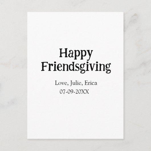 Happy friendsgiving add name with love date simple briefkaart (Voorkant)